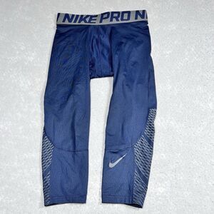Nike Pro Tights Mens Medium Navy Blue Dri Fit 3/4 Basketball Running 871734-451